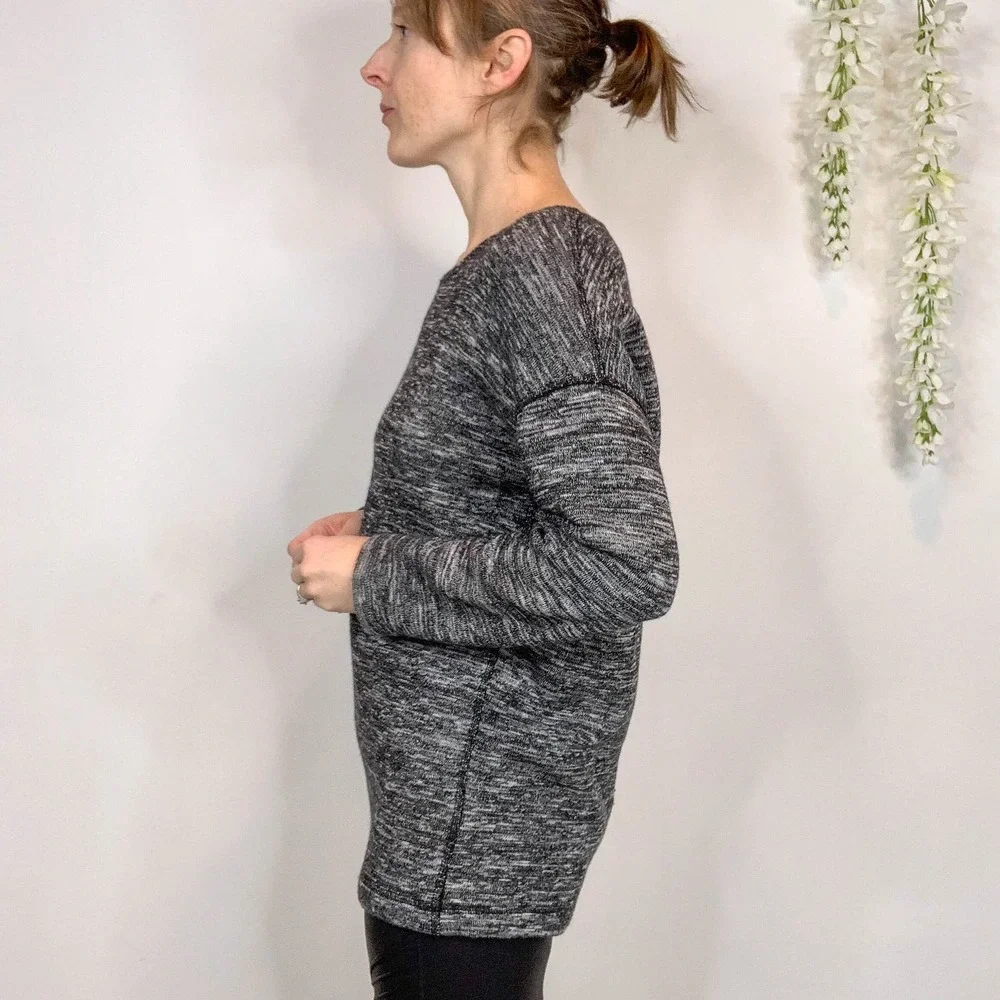 J. CREW space dyed knit sweater top exposed back zipper charcoal 2661